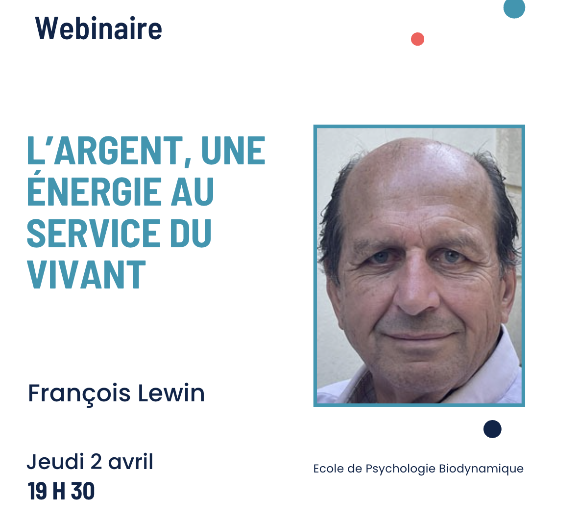 Affiche de webinaire avec portrait d’homme